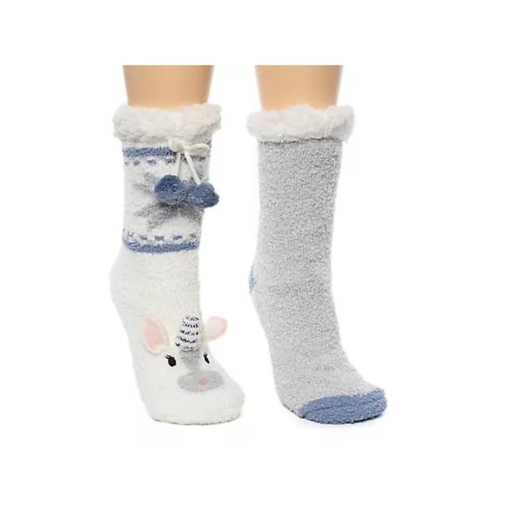 NWT CUDDL DUDS Sherpa Lined Critter Socks Size 4-10 2 Pk - Blue Unicorn
